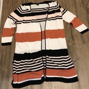 Plus size Long line cardigan with stripes